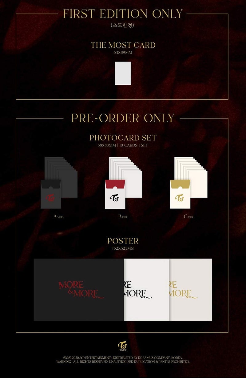 JYP Twice - More & More (9th Mini Album) Album+Extra Photocards Set (A+B+C ver. Set) - Image 5